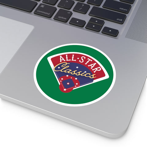 All-Star Classics Premium Round Sticker | 4x4" Indoor Or Outdoor Vinyl Decal | Green & White Circular - All-Star Classics